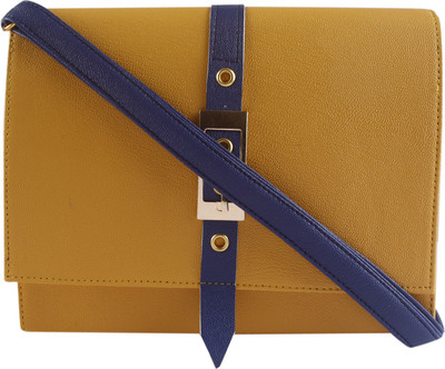 

Kojar Women Casual Tan, Blue Leatherette Sling Bag, Blue;tan