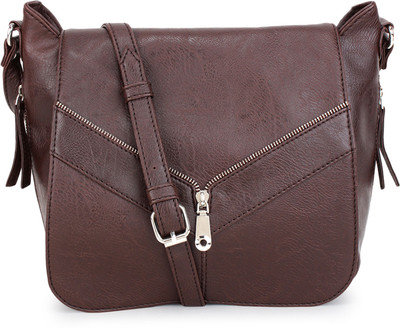 

Bagsy Malone Men & Women Casual Brown PU Sling Bag
