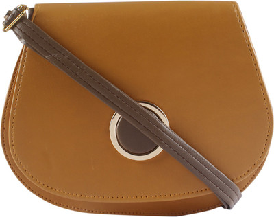 

Kojar Women Casual Tan, Brown Leatherette Sling Bag, Brown;tan