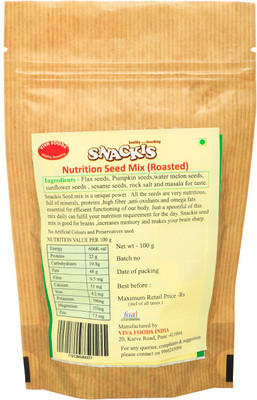 

Viva Foods Nutrition seed Mix of flex seed, pumpkin seed,water melo seed, sunflower seed, sesame seed, rock salt seed and masala(100 g)
