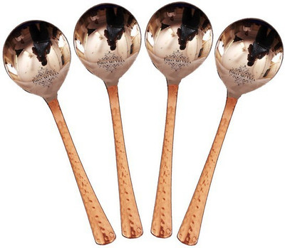 

IndianArtVilla 4 Soup Spoon Cutlery Set Steel, Copper Soup Spoon Set(Pack of 4)