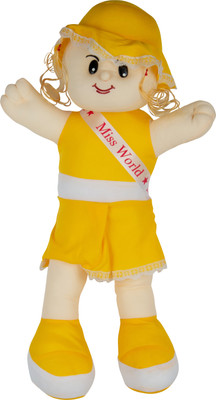 

Unicorn Cute Looking Miss World Smiling Doll Stuffed Soft Plush Toy Love Girl - 13 cm(Yellow)