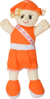 

Unicorn Cute Looking Miss World Smiling Doll Stuffed Soft Plush Toy Love Girl - 13 cm(Orange)