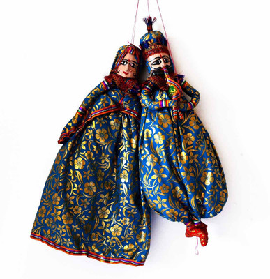 

Artlivo Artlivo POPART Light Blue Brocade Kathputli Puppet 20"/ Wall Decor/ Wall Hanging/ Puppet/ Decorative Puppet/ Kathputali/ figurine/ Hanging Hand Puppets