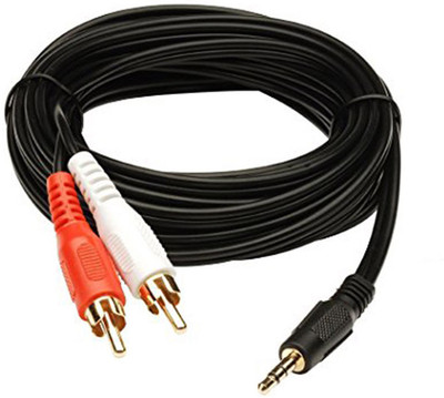 

World2view TV-out Cable High Quality 3.5 mm Stereo Audio Male to 2 RCA Male Cable 5 Meter(Black, For Home Theater, 5)