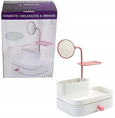 

Ergode Acrylic Make up Brushes & Beauty Cosmetic Stuff Storage Organizer Drawers with Rotatable Mirror Vanity Box(White)