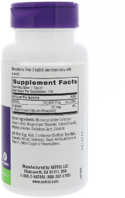 

Natrol Natrol, Biotin, 10,000 mcg, 100 Tablets(100 No)