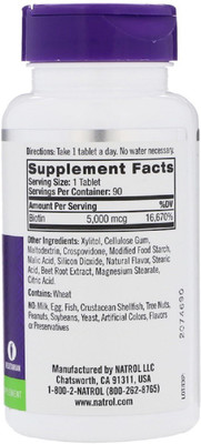 Natrol Natrol, Biotin, Strawberry, 5,000 mcg, 90 Tablets(90 No)