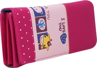 

Quickk Women Casual Pink Artificial Leather Wallet(6 Card Slots), Dark pink