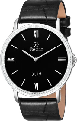 

fascino Analog Round Black Dial Slim Watch with Leather Belt FCW 1143-SL Watch - For Men