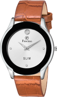 

fascino Analog Round Silver Dial Slim Watch with Leather Belt FCW 1215-SL Watch - For Men