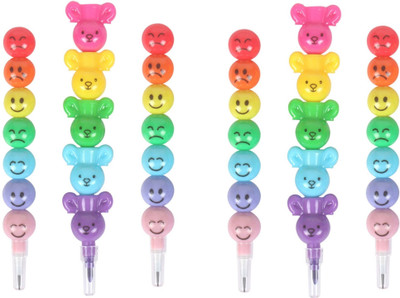 

Skywalk Cute Colorful and Fun Smiley Face Emoticon Stacking Pencil and Stacking Crayons Set of 6 pieces
