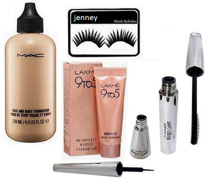 

jenney Eyelashes, Mac Face & Body Foundation, Brooke Candy Liquid Eyeliner & Mascara, 9to5 Mousse(Set of 5)
