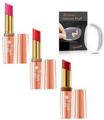 

BRUTUS Silicon Puff, 9to5 Matte Primer Lipstick (Pack of 3)(Set of 4)