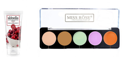 

skinella Cranberry Skin Lightening Creme (50 g) and miss rose 5 Colors Makeup Face Cream Contour Palette Kit combo(Set of 2)