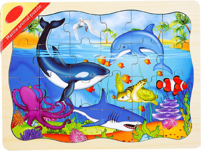 

Emob 24 Pcs Pack of One 3D Wooden Jigsaw Puzzle Game Learning Toy for Kids with Beautiful Themes(Multicolor)