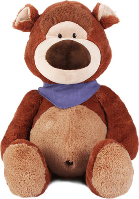 

My Baby Excels Sitting Teddy Bear Plush with Blue scarf - Dark Brown 40cm - 40 cm(Brown)
