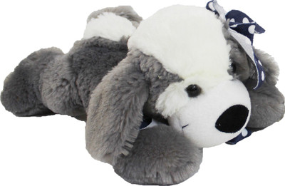 

My Baby Excels Lying Dog Plush with Bow - Grey 30cm - 30 cm(Grey)