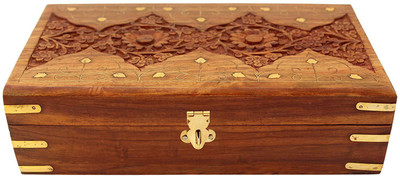 

Craftpoint Handcrafted Wooden Jewellery Box for Women Jewel Organizer Hand Carved Carvings Jewellery Vanity Box(Brown)