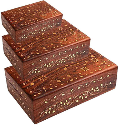 

Craftatoz Designer Wooden Jewellery Organizer Box for Women Jewellery Vanity Box(Brown)