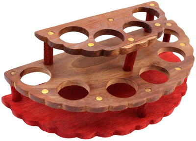 Craftatoz Handmade Wooden 10 Lipstick/Nail Polish Holder Display Stand Makeup Vanity Box(Brown)