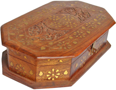 

Craftpoint Handmade Decorative Wooden Jewelry Box Jewellery Vanity Box(Brown)