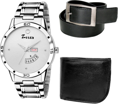 

Zesta Analog Watch, Wallet, Belt Combo(Grey)