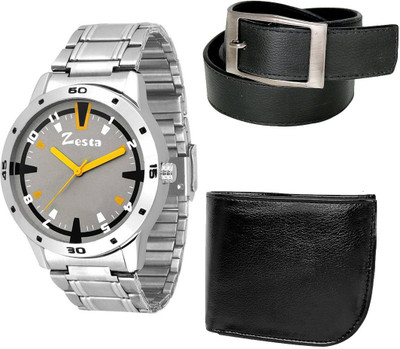 

Zesta Analog Watch, Wallet, Belt Combo(Grey)