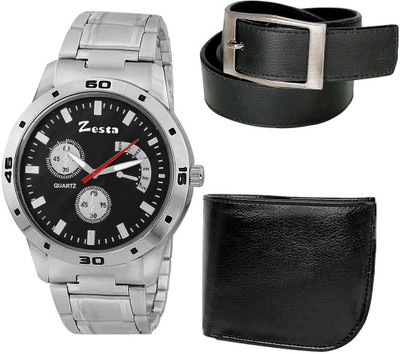 

Zesta Analog Watch, Wallet, Belt Combo(Black)