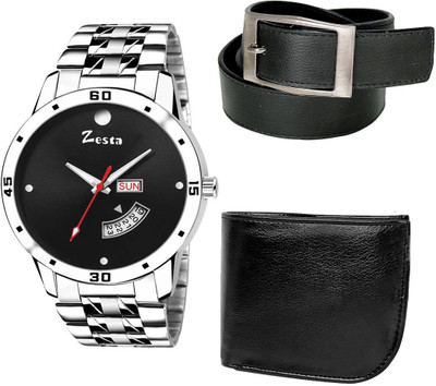 

Zesta Analog Watch, Wallet, Belt Combo(Black)