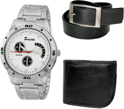 

Zesta Analog Watch, Wallet, Belt Combo(White)