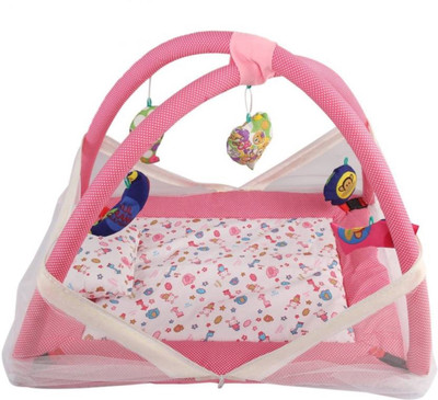 

Kidoyzz Mosquito Protector Comfy Baby Sleeping Mosquito Net Playgym Bed With Pillow and hanging Toys KDYP16PLGY013 Portable Crib(Fabric, Multicolor)