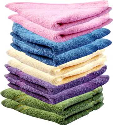Space Fly Cotton 300 GSM Face Towel(Pack of 10)
