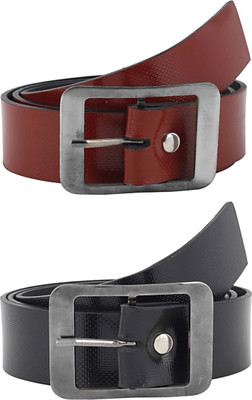 

David Martin Men Casual Maroon Synthetic Belt, Black