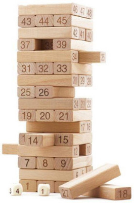 

Johnnie Boy 54 Pcs Kid's Wood Jenga Blocks Early Education Family Interaction Creative Intelligent Game(Beige)
