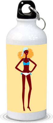 

Clickplick Yellow Beach Girl Design Stainless Steel Sipper 600 ml Sipper(Pack of 1, Multicolor), White