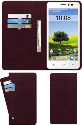 ACM Flip Cover for Intex Cloud Q5(Maroon, Cases with Holder, Pack of: 1)