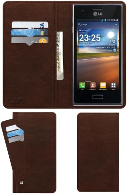 ACM Flip Cover for Lg Optimus L5 E610(Brown, Cases with Holder, Pack of: 1)