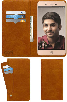 ACM Flip Cover for Micromax Vdeo2(Gold, Cases with Holder, Pack of: 1)