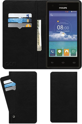 ACM Flip Cover for Philips S309(Black, Cases with Holder, Pack of: 1)