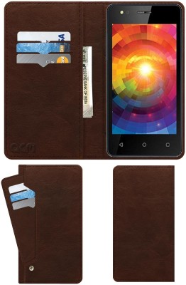 ACM Flip Cover for Intex Aqua Eco 4g(Brown, Cases with Holder, Pack of: 1)