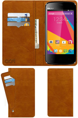 ACM Flip Cover for Blu Life Play Mini(Gold, Cases with Holder, Pack of: 1)