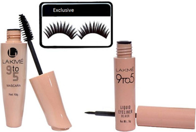 

Exclusive Eyelashes & Lakme 9 To 5 Eyeliner And MAscara(Set of 3)