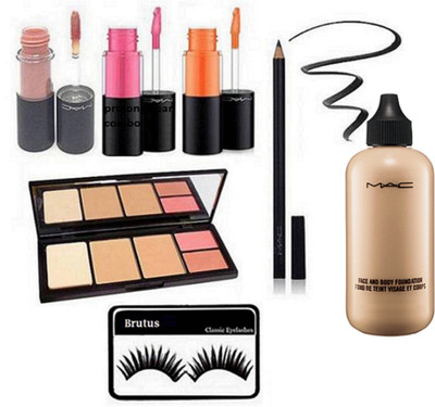 

BRUTUS Eyelashes, Mac Face And Body Foundation, Versicolour Stain Encre A Levres Longlasting Lipgloss Set Of 3,Pencil Kajal,2 Shades Compact,2 Shades Blusher(Set of 7)