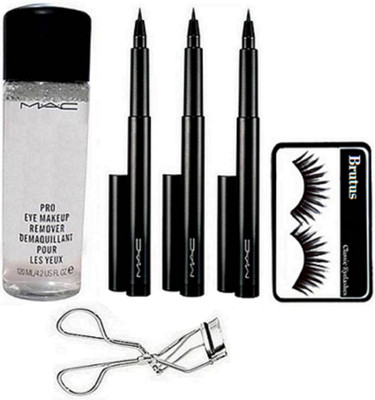 

BRUTUS Eyelashes, Mac Pro Eye Makeup Remover, Pen Eyeliner Pack Of 3, Eyelashes Curler(Set of 6)