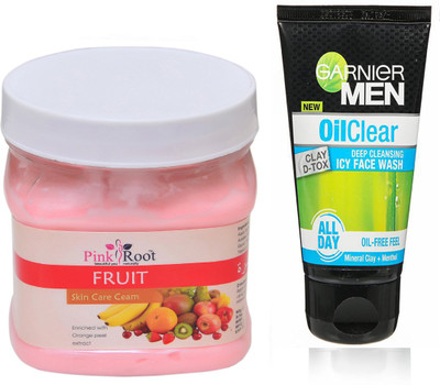 

Pink Root FRUIT CREAM 500G WITH GARNIER OIL CLEAR FACEWASH(Set of 2)