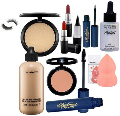 

Dazzling Spounge Puff & Face And Body Foundation & Compact & Blusher & 2 Lipstick & Padma Eyeliner & Mascara & Stick Kajal Eyelashes & Highlighter (Set of 11)(Set of 11)