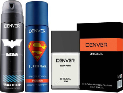 

Denver Batman Urban Legend Deo 150 Ml + Original Perfume Eau de Parfum - 60 ml (For Men) + Superman Power Deo 150 Ml(Set of 3)
