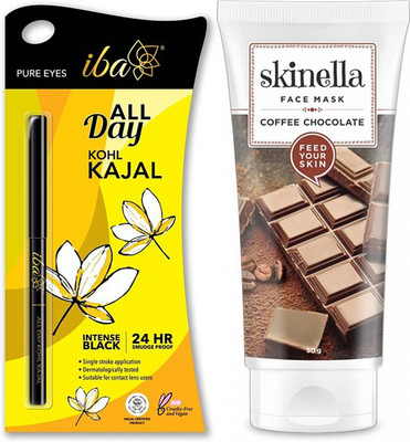 

skinella Chocolate Face Mask (50 g) and All Day Kohl Kajal (Jet Black)(Set of 2)