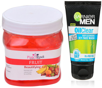 

Pink Root FRUIT GEL 500G WITH GARNIER OIL CLEAR FACEWASH(Set of 2)